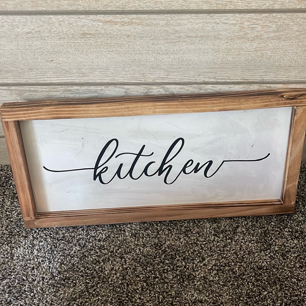 Rustic Wooden Kitchen Sign - Brown Frame 17x8